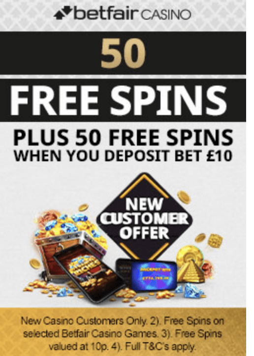 50 free spins at Betfair Casino banner