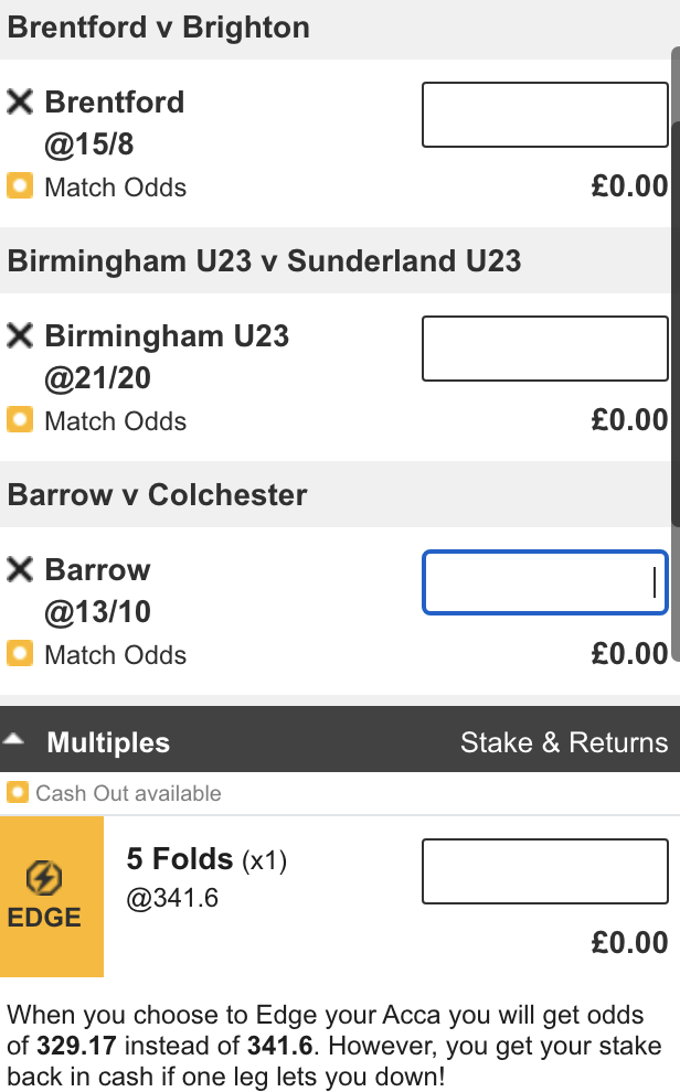 Multiple bets at Betfair