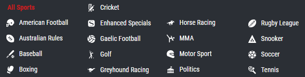 All sports markets at Matchbook betting exchange