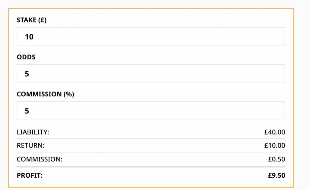 Betfair liability calculator