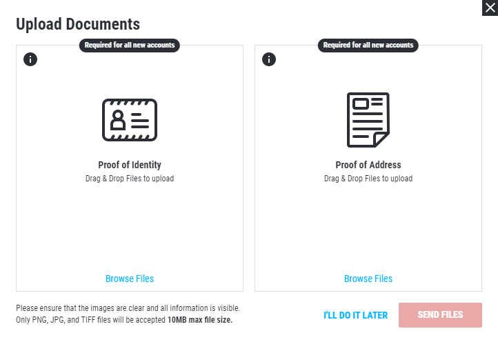 Upload documents in Matchbook to complet the verification process