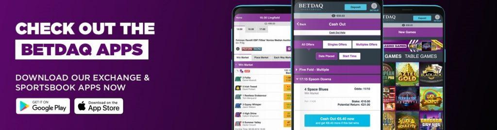 Betdaq offers to download its mobile app promo banner