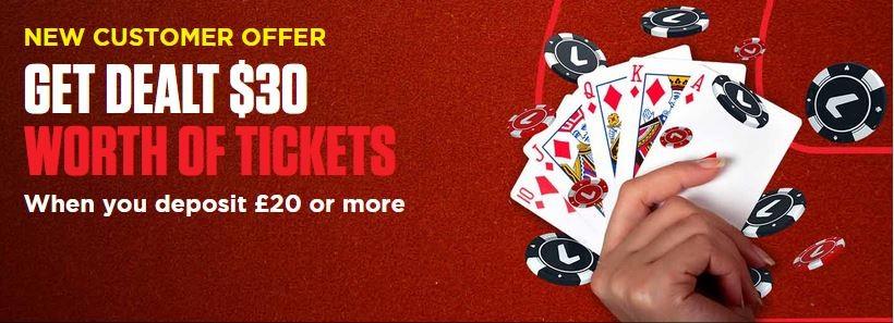Get dealt 30$ - ladbrokes poker promo banner