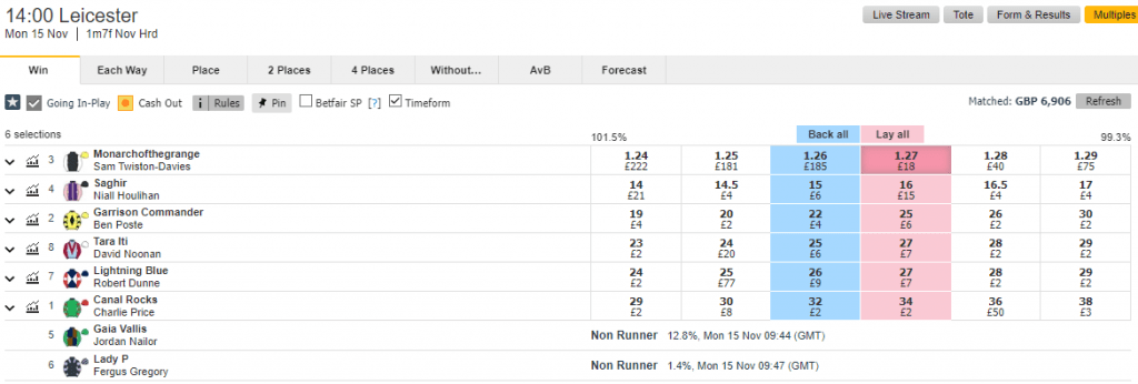 Lay the favourite horse trading strategy example