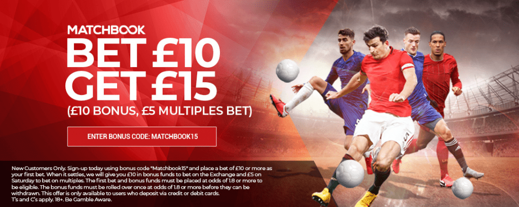 Matchbook exchange bet £10 get £10 promo banner