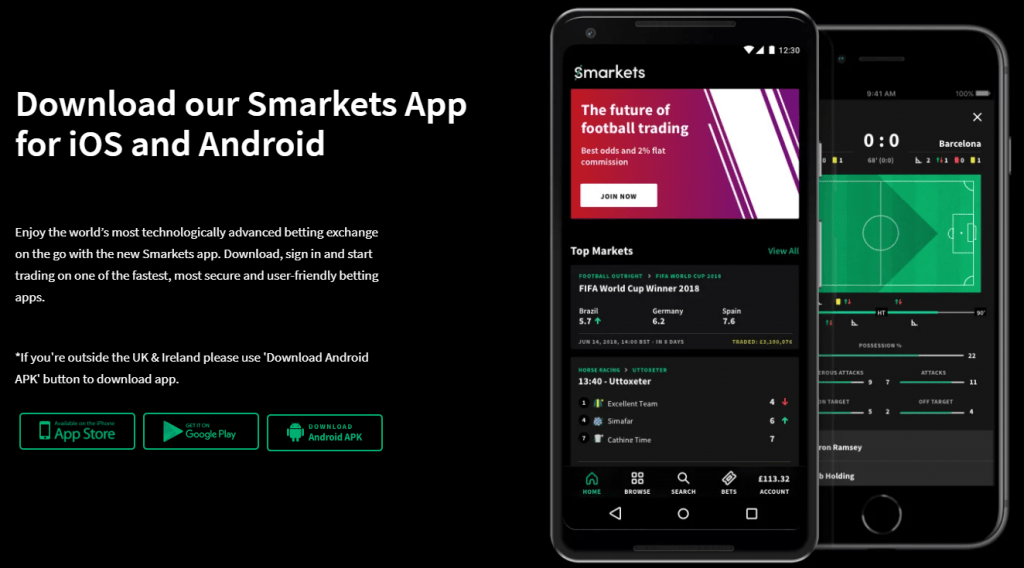 Smarkets offers to download their mobile app