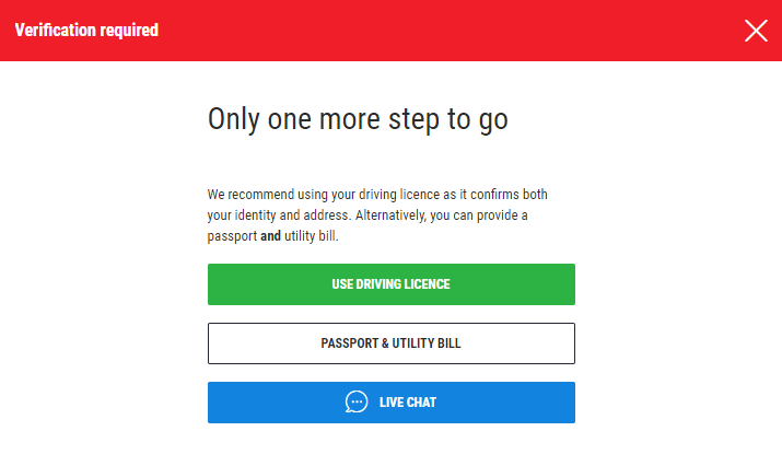 Registration at Ladbrokes - Verification (step 11)