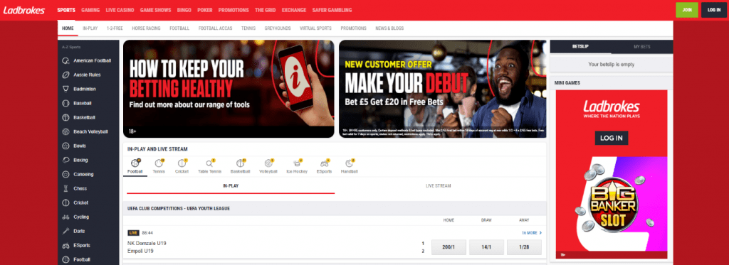 Ladbrokes main page