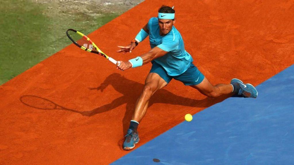 Rafael Nadal is playing tennis
