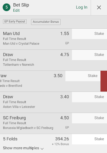 Five-fold Accumulator example from TheTrader