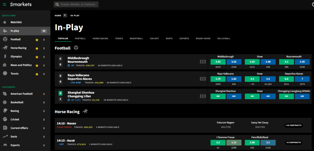 Smarkets Exchange web-site