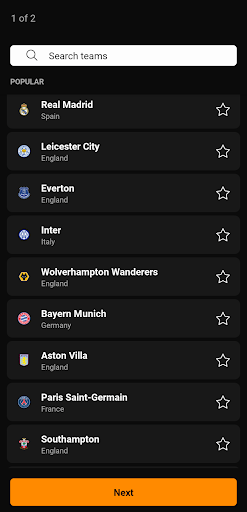 Track your favorite teams in Livescore app