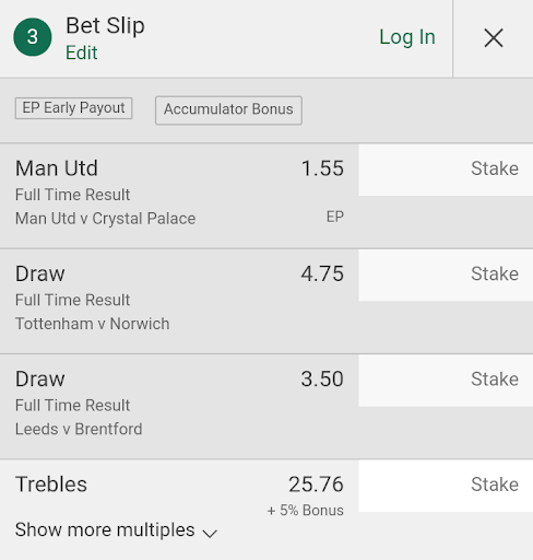 Treble bet acca example from TheTrader