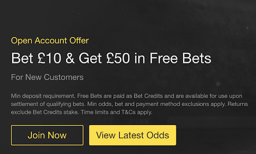 Betfair offer for the first place promo banner