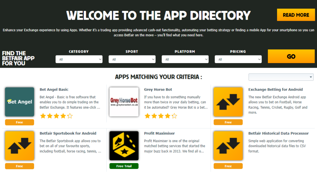 Betfair app directory
