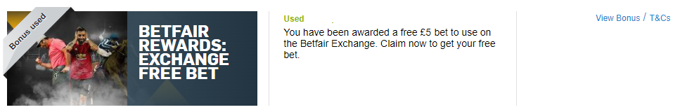 Betfair Exchange promo banner