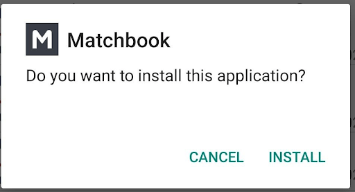 Matchbook mobile app download pop-up