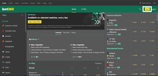 bet365 web-site main page