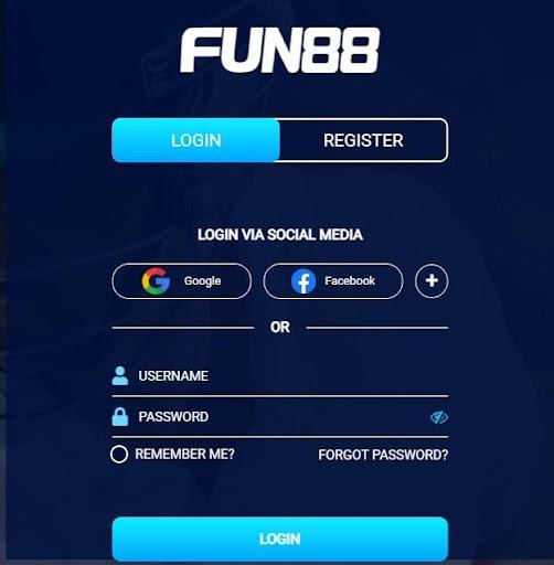 Fun88 login page