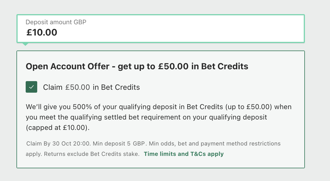 Step 4 receive a 500% freebet on Bet365